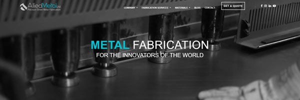 Shearing material with "Metal Fabrication  / for the innovators of the world" written across image